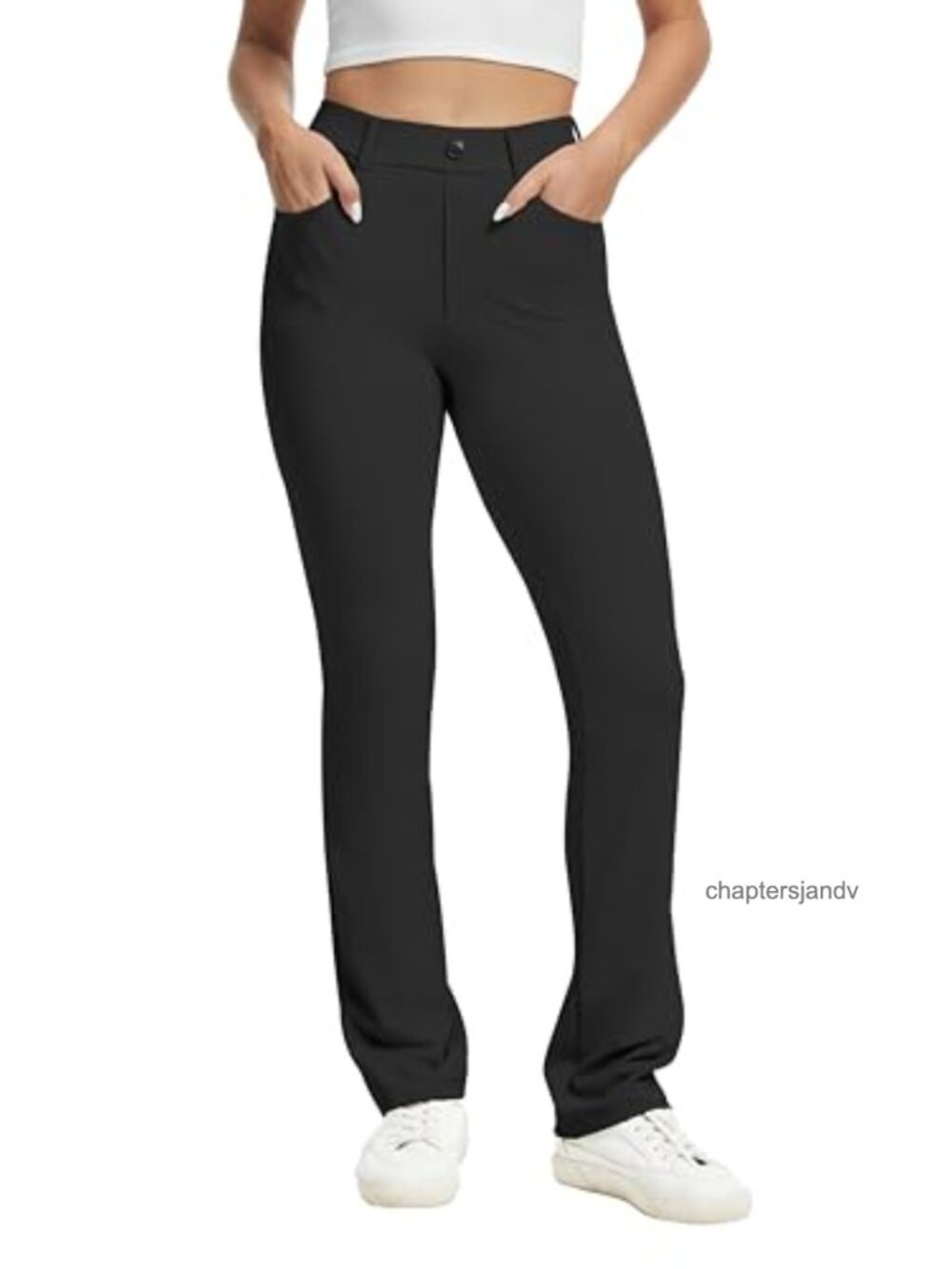 Women's Stretchy Yoga Dress Pants High Rise Straight Leg with Pockets